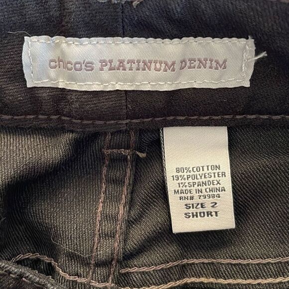 Chico's Platinum Denim Women’s Ultimate Boot Leg Stretch Black Size 2 Short/12 - Picture 6 of 10